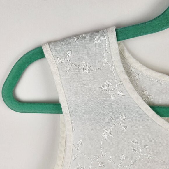 Talbots 100% Irish Linen Floral Embroidered Tank Top sz MP - Picture 4 of 8